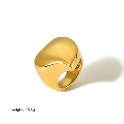 304 Stainless Steel 18K Gold Plated Cute Simple Style Polishing Heart Shape Rings Earrings