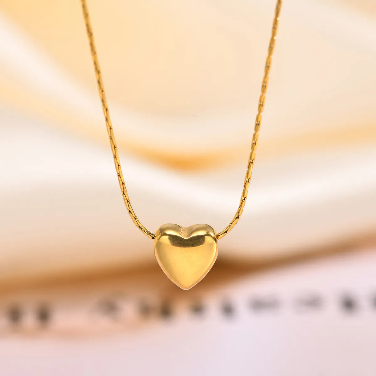 304 Stainless Steel 18K Gold Plated Cute Sweet Heart Shape Pendant Necklace