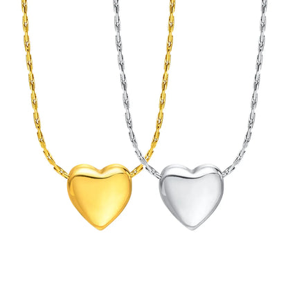 304 Stainless Steel 18K Gold Plated Cute Sweet Heart Shape Pendant Necklace