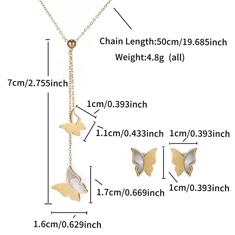 304 Stainless Steel 18K Gold Plated Cute XUPING Sweet Plating Rabbit Star Butterfly Artificial Gemstones Earrings Necklace Jewelry Set