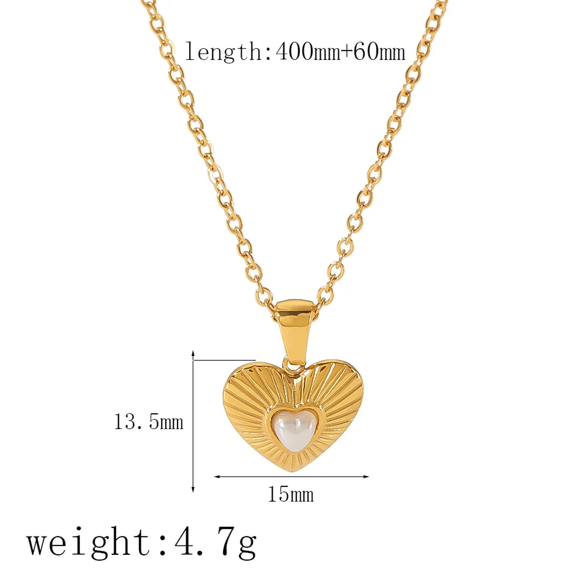 304 Stainless Steel 18K Gold Plated Elegant Cute Heart Shape Polishing Plating Inlay Pearl Jewelry Set