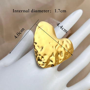 304 Stainless Steel 18K Gold Plated Elegant Glam Plating Heart Shape Rings