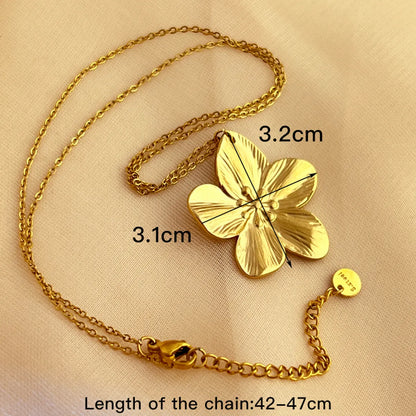 304 Stainless Steel 18K Gold Plated Elegant Lady Streetwear Flower Pendant Necklace