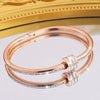 304 Stainless Steel 18K Gold Plated Elegant Luxurious Plating Inlay Four Leaf Clover Rhinestones Bangle