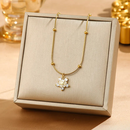 Wholesale Jewelry Elegant Luxurious Simple Style Solid Color 304 Stainless Steel Copper Zircon 18K Gold Plated K Gold Plated Plating Inlay Pendant Necklace