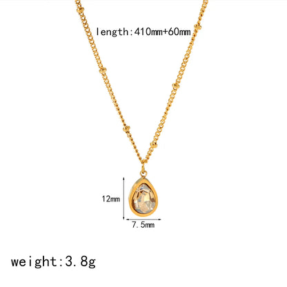 304 Stainless Steel 18K Gold Plated Elegant Polishing Plating Water Droplets Zircon Pendant Necklace