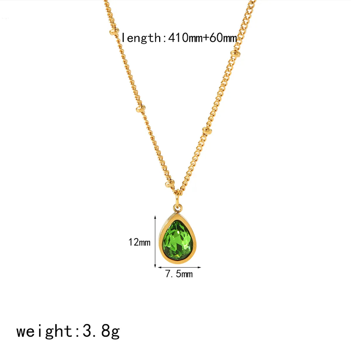 304 Stainless Steel 18K Gold Plated Elegant Polishing Plating Water Droplets Zircon Pendant Necklace