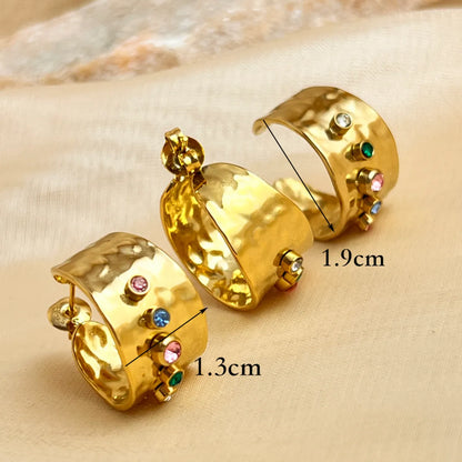 304 Stainless Steel 18K Gold Plated Elegant Retro Beach Plating Geometric Rhinestones Jewelry Set