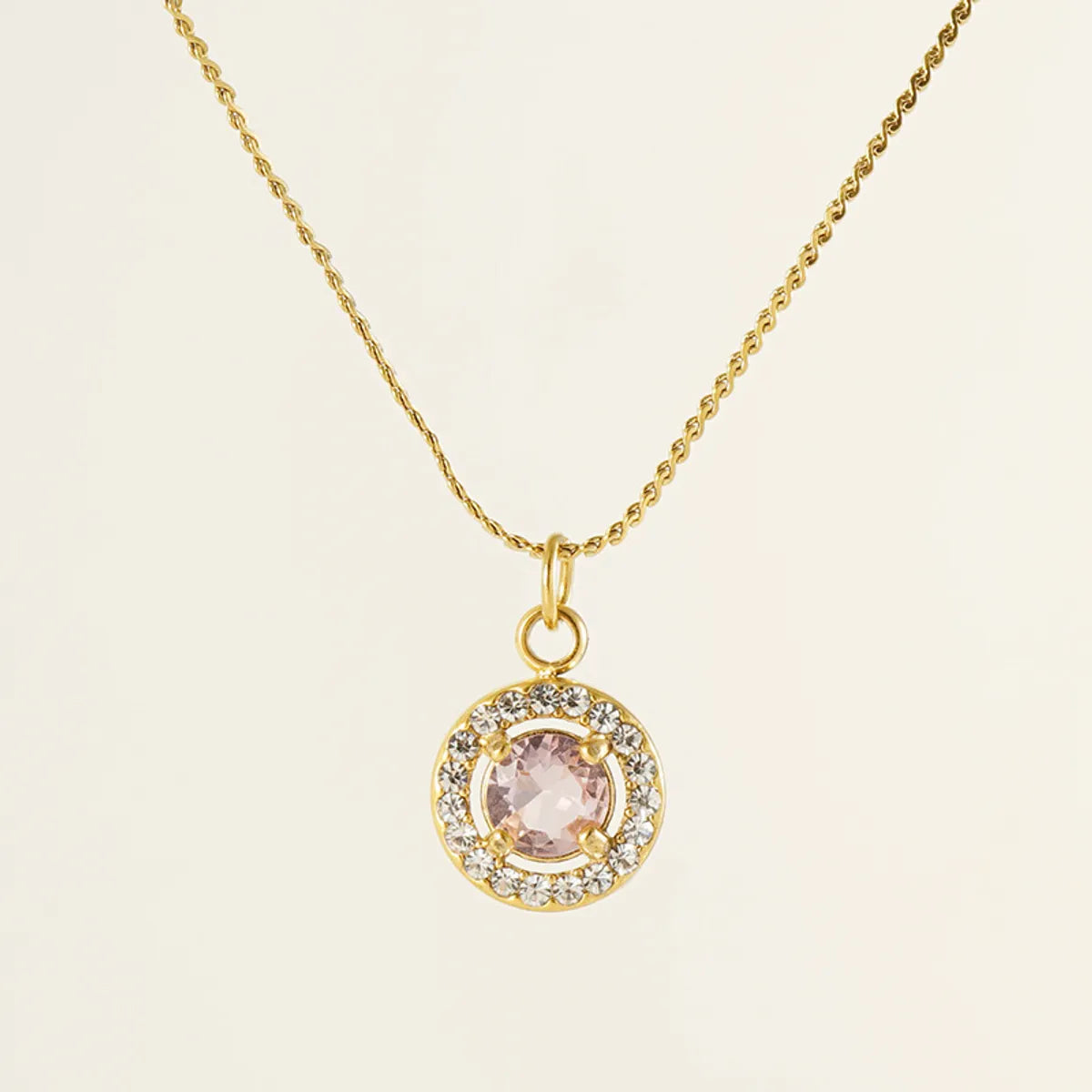 304 Stainless Steel 18K Gold Plated Elegant Simple Style Geometric Zircon Pendant Necklace