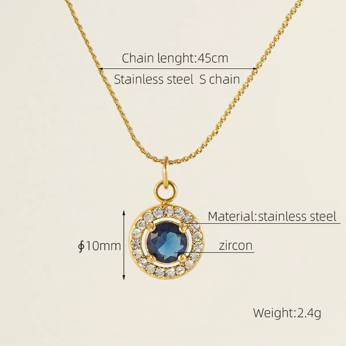 304 Stainless Steel 18K Gold Plated Elegant Simple Style Geometric Zircon Pendant Necklace