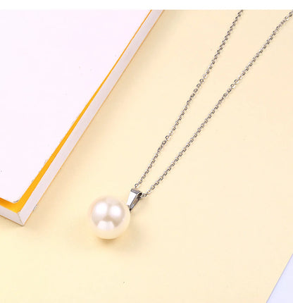 304 Stainless Steel 18K Gold Plated Elegant Simple Style Polishing Plating Inlay Round Pearl Jewelry Set