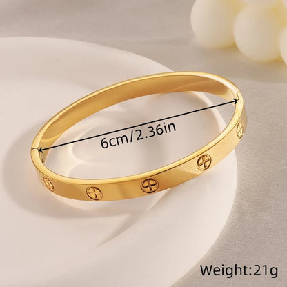 Elegant Solid Color 304 Stainless Steel 18K Gold Plated Bangle In Bulk