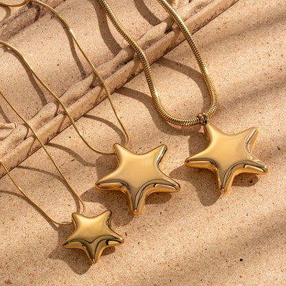 Wholesale Jewelry French Style Simple Style Star 304 Stainless Steel Earrings Necklace