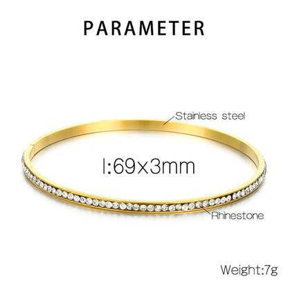 Glam Solid Color 304 Stainless Steel 18K Gold Plated Bangle In Bulk