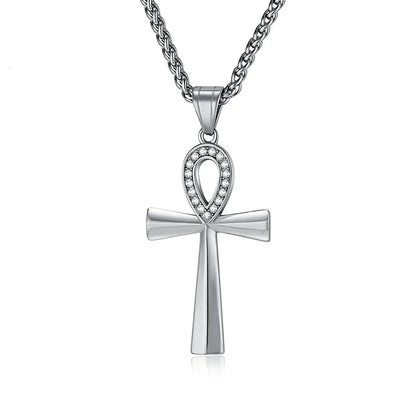 304 Stainless Steel 18K Gold Plated Hip-Hop Retro Plating Cross Pendant Necklace