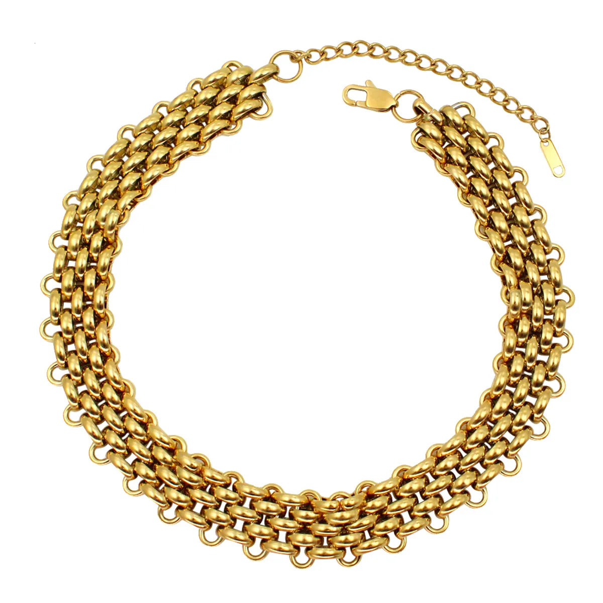 304 Stainless Steel 18K Gold Plated Hip-Hop Retro Plating Solid Color Bracelets Necklace