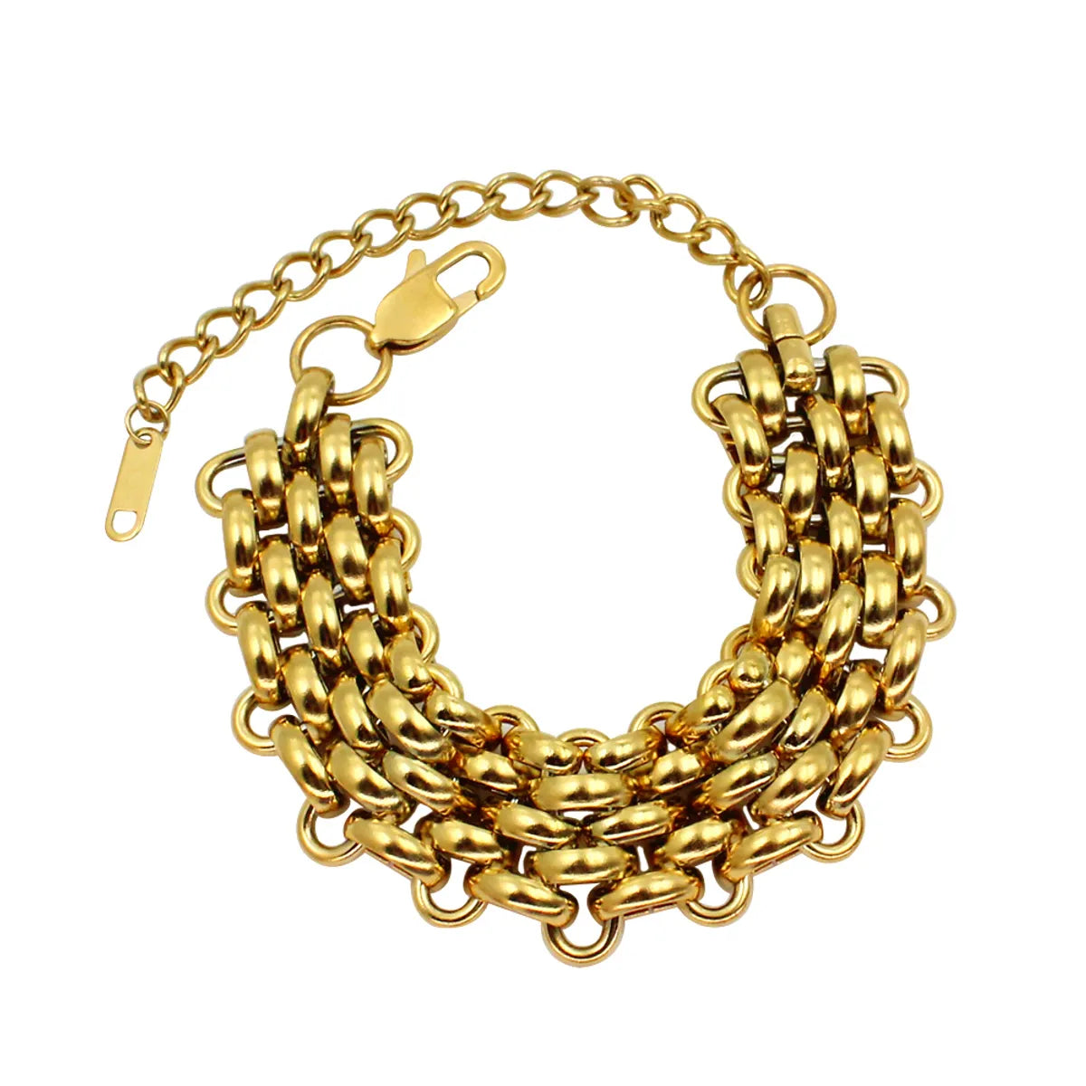 304 Stainless Steel 18K Gold Plated Hip-Hop Retro Plating Solid Color Bracelets Necklace