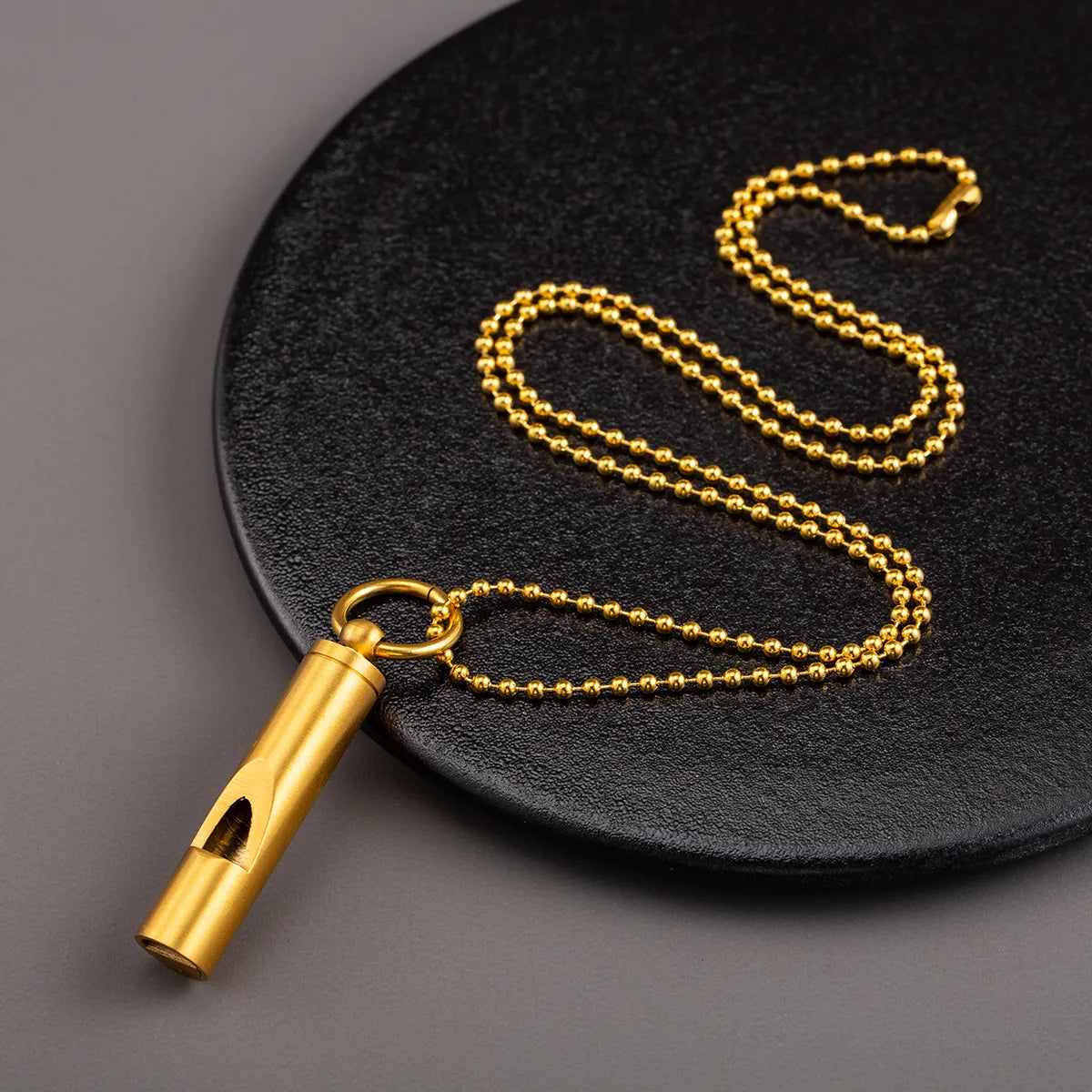 Wholesale Jewelry Hip-Hop Rock Whistle 304 Stainless Steel 18K Gold Plated Polishing Plating Hollow Out Pendant Necklace