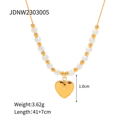 304 Stainless Steel 18K Gold Plated IG Style Basic Classic Style Plating Heart Shape Bracelets Necklace