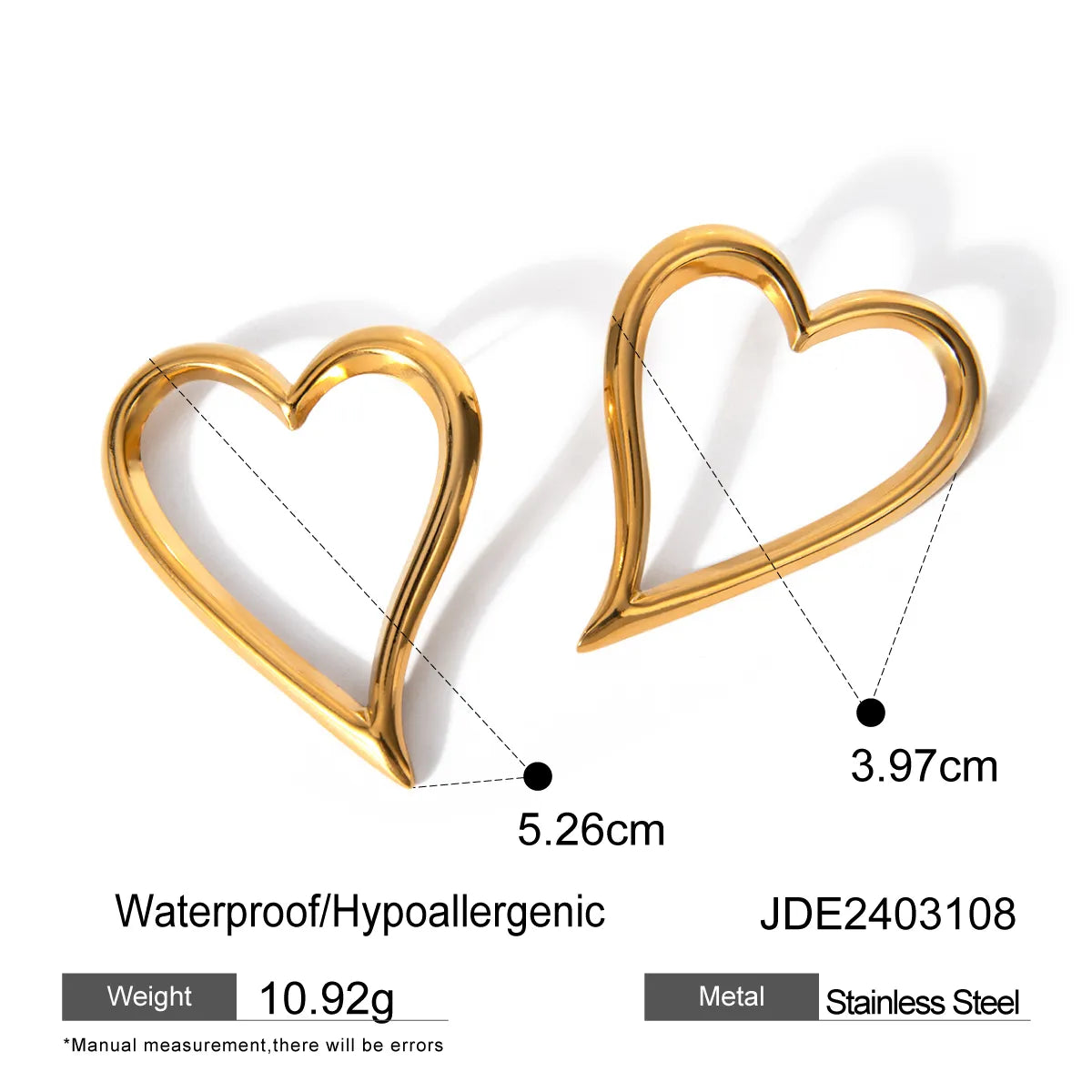 Wholesale Jewelry IG Style Basic Classic Style Heart Shape 304 Stainless Steel 18K Gold Plated Plating Earrings Necklace