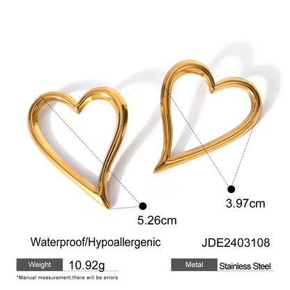 Wholesale Jewelry IG Style Basic Classic Style Heart Shape 304 Stainless Steel 18K Gold Plated Plating Earrings Necklace