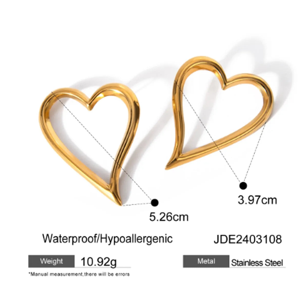 Wholesale Jewelry IG Style Basic Classic Style Heart Shape 304 Stainless Steel 18K Gold Plated Plating Earrings Necklace