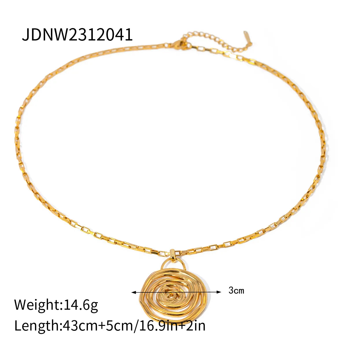 304 Stainless Steel 18K Gold Plated IG Style Basic Classic Style Spiral Pendant Necklace