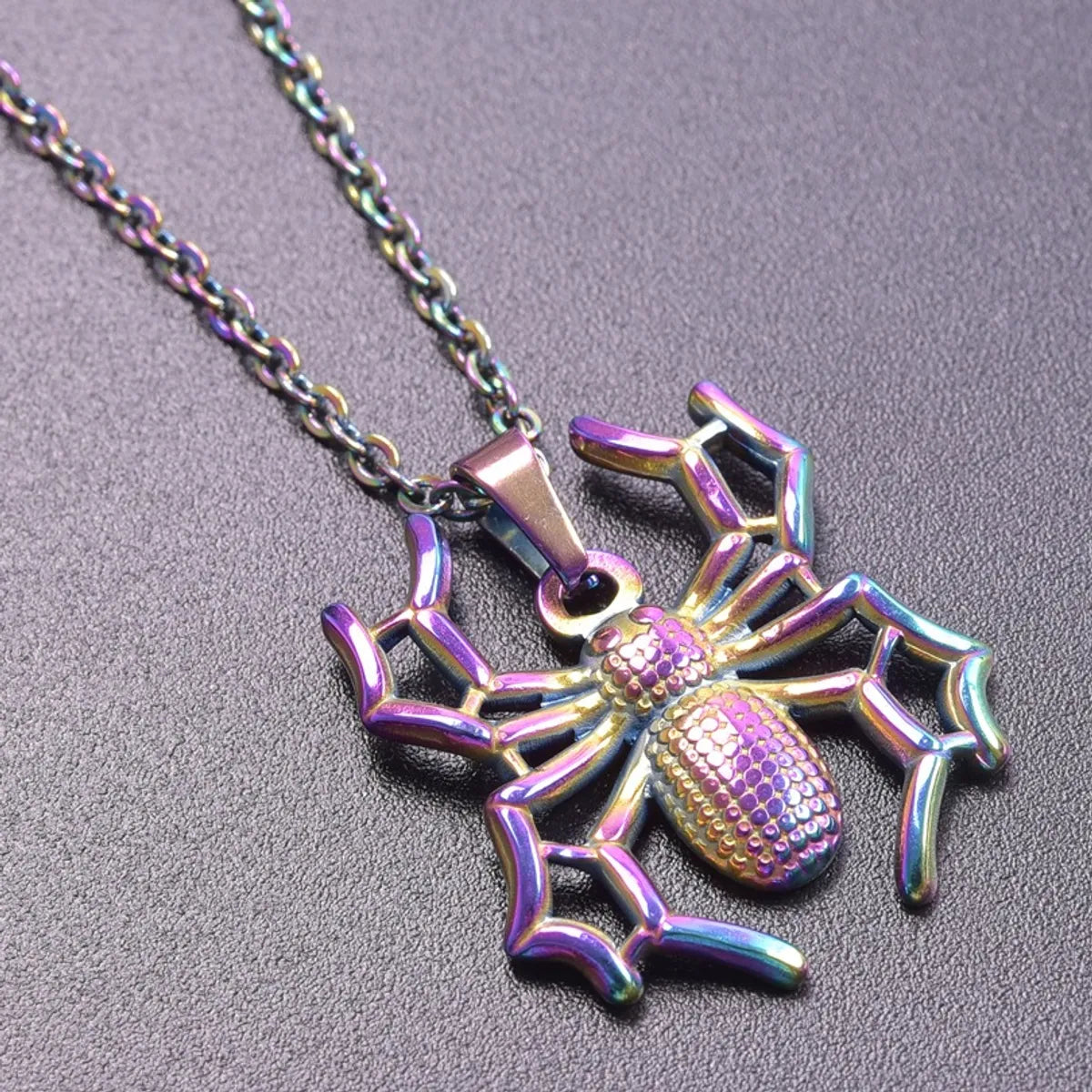 304 Stainless Steel 18K Gold Plated IG Style Cool Style Plating Geometric Spider Pendant Necklace