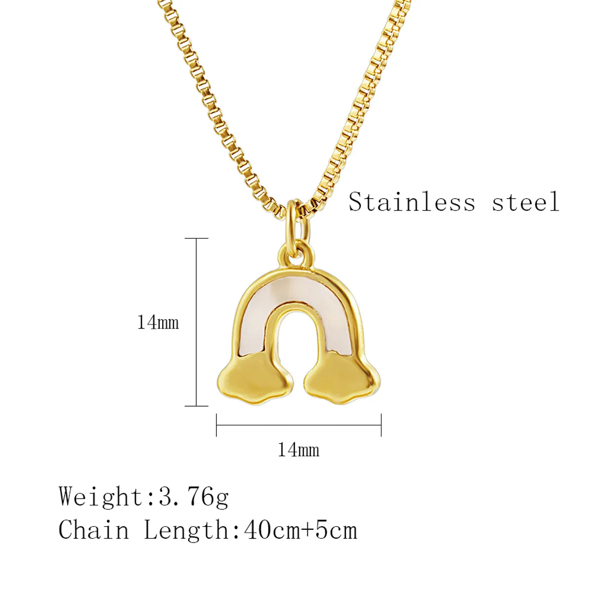 304 Stainless Steel 18K Gold Plated IG Style Cute Plating Inlay Rainbow Shell Pendant Necklace