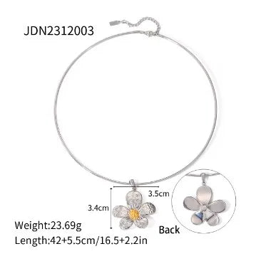 304 Stainless Steel 18K Gold Plated IG Style Flower Choker