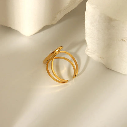 304 Stainless Steel 18K Gold Plated IG Style Geometric Open Rings