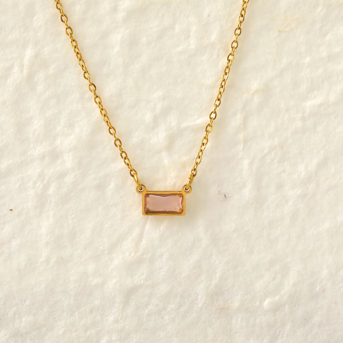 Wholesale Jewelry IG Style Modern Style Classic Style Rectangle 304 Stainless Steel Zircon 18K Gold Plated Inlay Pendant Necklace