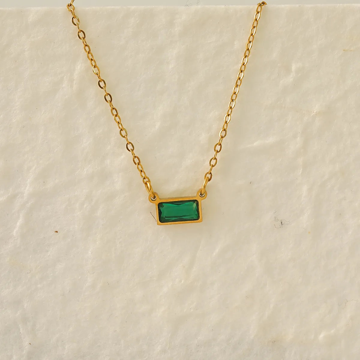 Wholesale Jewelry IG Style Modern Style Classic Style Rectangle 304 Stainless Steel Zircon 18K Gold Plated Inlay Pendant Necklace