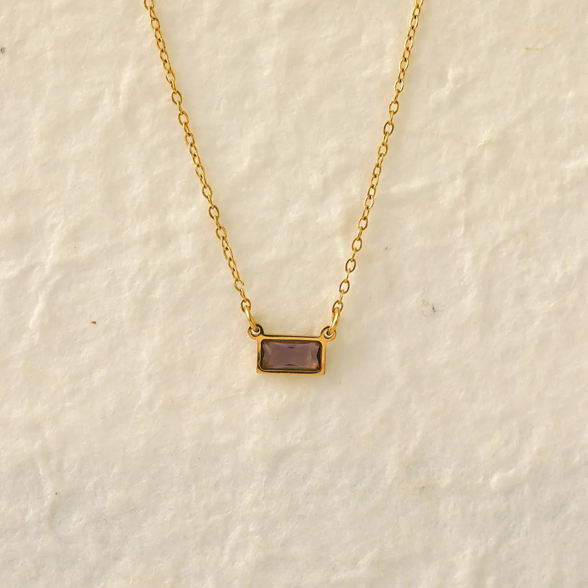 Wholesale Jewelry IG Style Modern Style Classic Style Rectangle 304 Stainless Steel Zircon 18K Gold Plated Inlay Pendant Necklace