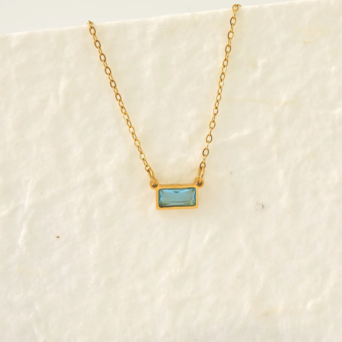 Wholesale Jewelry IG Style Modern Style Classic Style Rectangle 304 Stainless Steel Zircon 18K Gold Plated Inlay Pendant Necklace