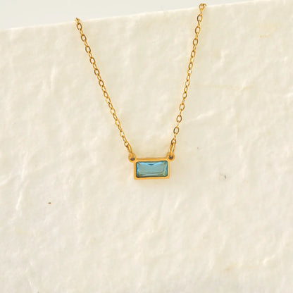 Wholesale Jewelry IG Style Modern Style Classic Style Rectangle 304 Stainless Steel Zircon 18K Gold Plated Inlay Pendant Necklace