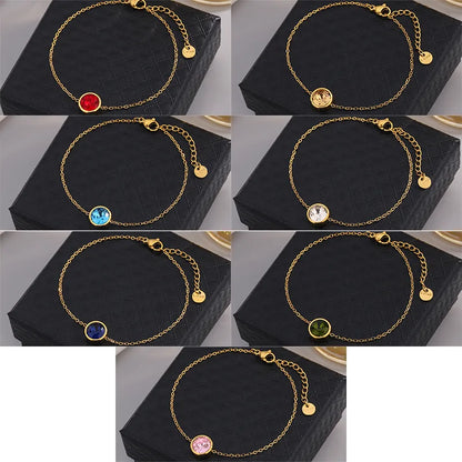 IG Style Modern Style Classic Style Round Multicolor 304 Stainless Steel 18K Gold Plated Artificial Rhinestones Bracelets In Bulk