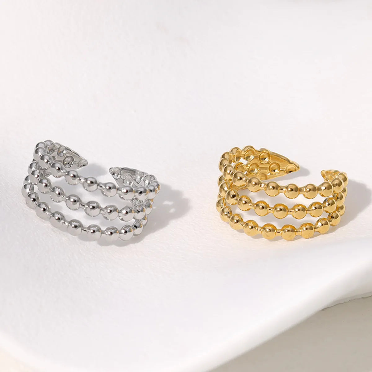 304 Stainless Steel 18K Gold Plated IG Style Modern Style Simple Style Round Dots Solid Color Lines Open Rings