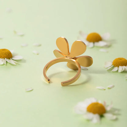 304 Stainless Steel 18K Gold Plated IG Style Simple Style Classic Style Plating Little Daisy Rings