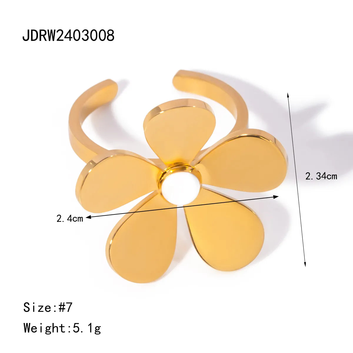 304 Stainless Steel 18K Gold Plated IG Style Simple Style Classic Style Plating Little Daisy Rings