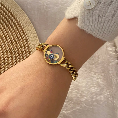 IG Style Simple Style Round Eye Flower 304 Stainless Steel 18K Gold Plated Bracelets In Bulk