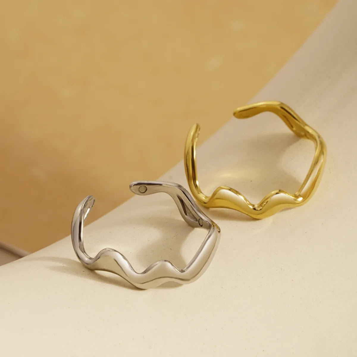 304 Stainless Steel 18K Gold Plated IG Style Simple Style Irregular Open Rings