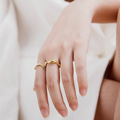 304 Stainless Steel 18K Gold Plated IG Style Simple Style Irregular Open Rings