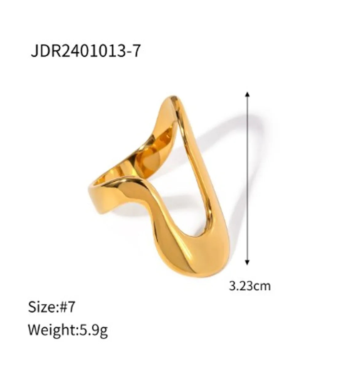 Wholesale Jewelry IG Style Simple Style Solid Color 304 Stainless Steel Titanium Steel 18K Gold Plated Irregular Rings