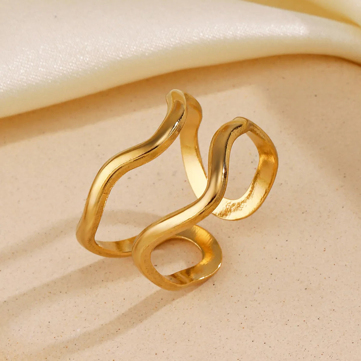 304 Stainless Steel 18K Gold Plated IG Style Simple Style Lines Open Rings