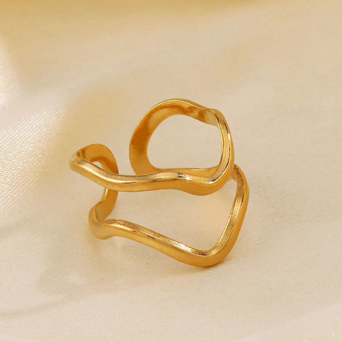 304 Stainless Steel 18K Gold Plated IG Style Simple Style Lines Open Rings