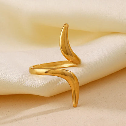 304 Stainless Steel 18K Gold Plated IG Style Simple Style Lines Open Rings