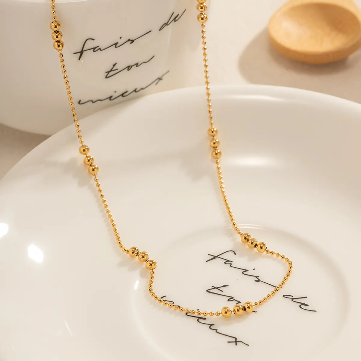 304 Stainless Steel 18K Gold Plated IG Style Simple Style Plating Solid Color Necklace