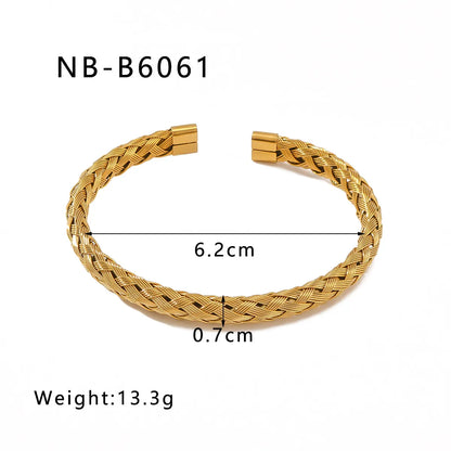 304 Stainless Steel 18K Gold Plated IG Style Simple Style Solid Color Bangle