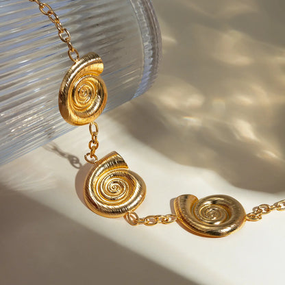 Wholesale Jewelry IG Style Simple Style Spiral 304 Stainless Steel 18K Gold Plated Necklace